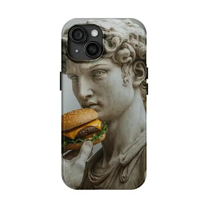 Greek Marble Statue Eating Cheeseburger Art