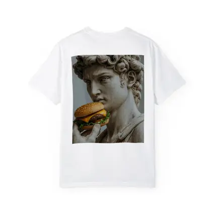 Greek Marble Statue Eating Cheeseburger Art