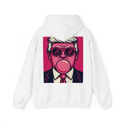 Pop Art Political Figure Blowing Bubblegum Pink