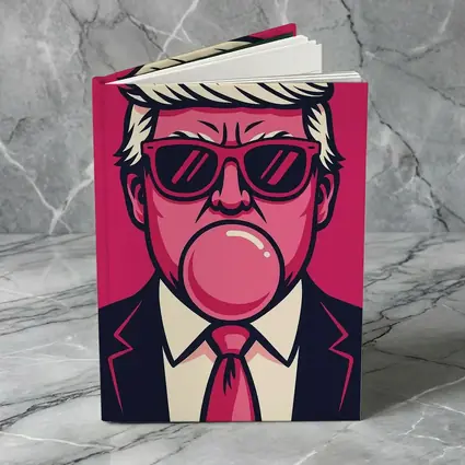 Pop Art Political Figure Blowing Bubblegum Pink