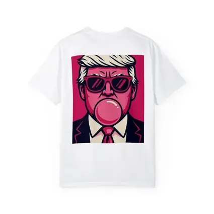 Pop Art Political Figure Blowing Bubblegum Pink