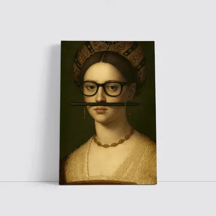 Renaissance Woman Portrait With Glasses Pencil