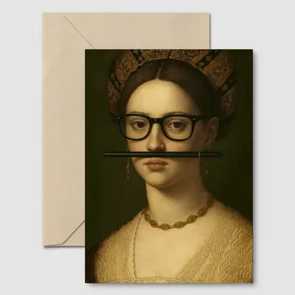 Renaissance Woman Portrait With Glasses Pencil