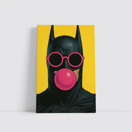 Batman Pink Sunglasses Bubblegum Yellow Background