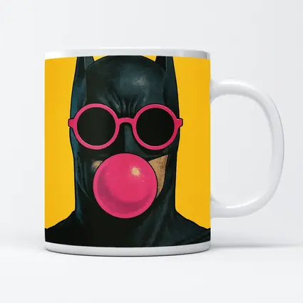 Batman Pink Sunglasses Bubblegum Yellow Background