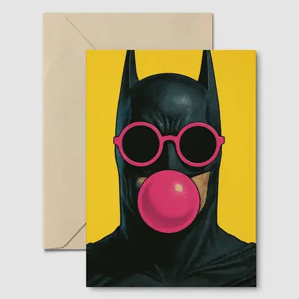 Batman Pink Sunglasses Bubblegum Yellow Background