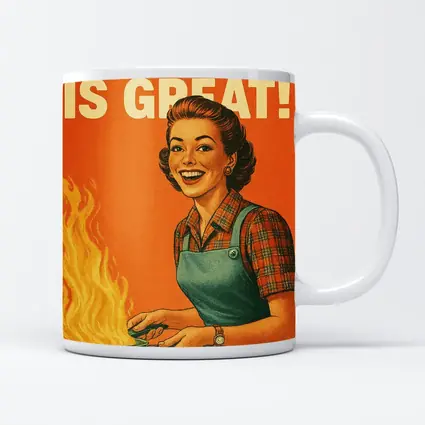 Everything Is Great Retro Housewife Kitchen Fire