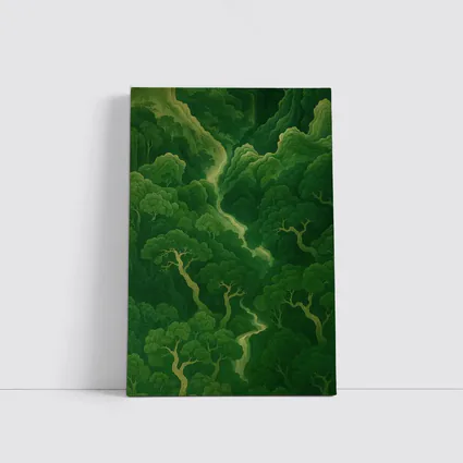 Green Forest Aerial View Japanese Illustration Art