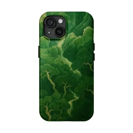 Green Forest Aerial View Japanese Illustration Art