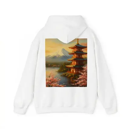 Japanese Pagoda Mount Fuji Cherry Blossoms Painting