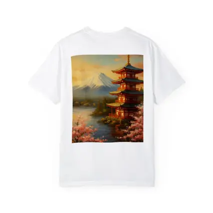 Japanese Pagoda Mount Fuji Cherry Blossoms Painting