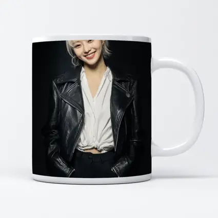 Smiling Young Woman Black Leather Jacket Dark