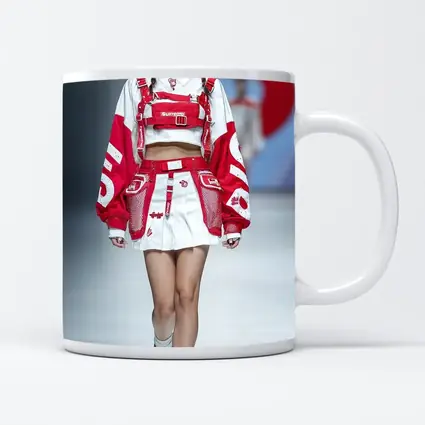 Red White Streetwear Fashion Model Runway