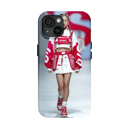 Red White Streetwear Fashion Model Runway