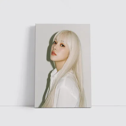 Platinum Blonde Hair Woman White Background Portrait