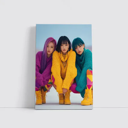 Three K-Pop Girls Colorful Sweaters Winter