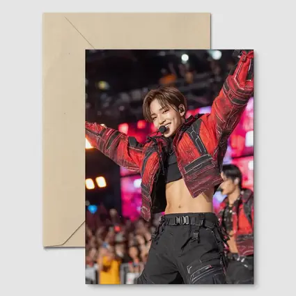 K-Pop Performer Red Jacket Concert Stage