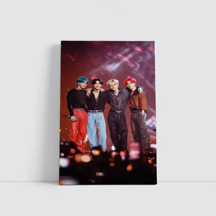 K-Pop Boy Group Concert Stage Red Background