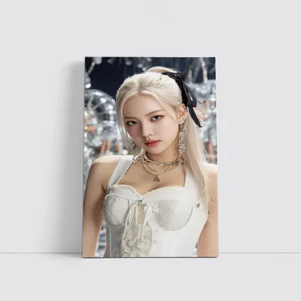 K-Pop Girl White Dress Silver Balloons