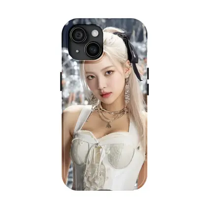 K-Pop Girl White Dress Silver Balloons
