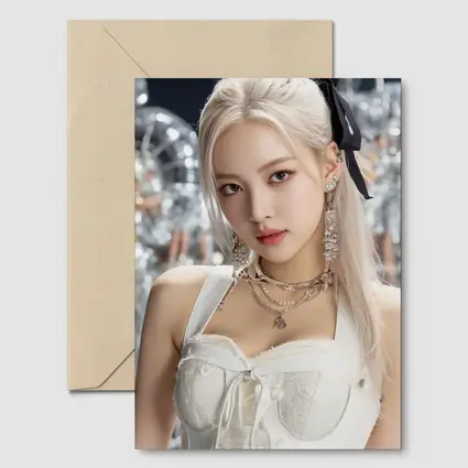 K-Pop Girl White Dress Silver Balloons