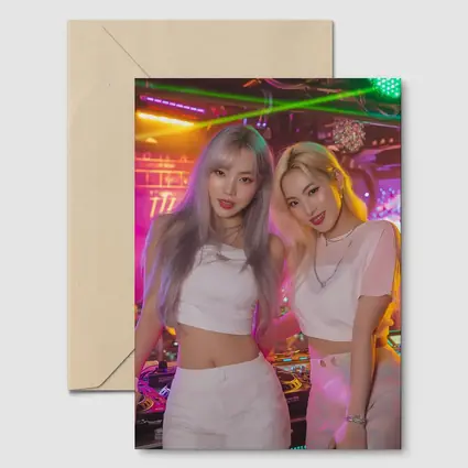 Two K-Pop Girls Neon Club Night