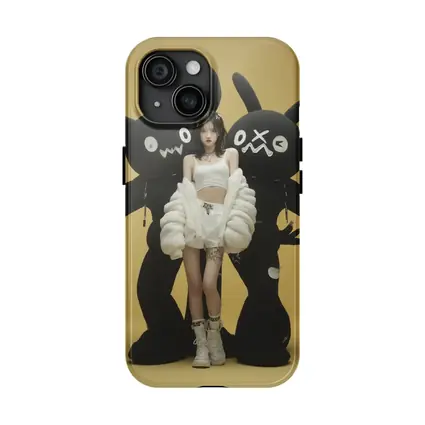 K-Pop Girl Black Monsters Yellow Background