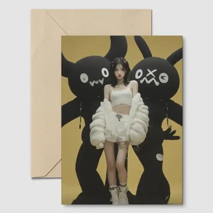 K-Pop Girl Black Monsters Yellow Background
