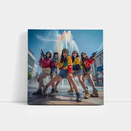 K-Pop Girls Squad Urban Fountain Scene