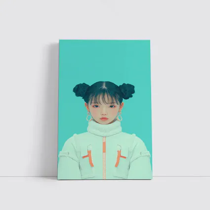 K-Pop Girl Space Jacket Teal Background