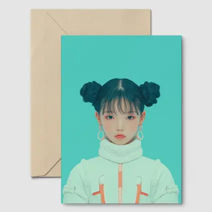K-Pop Girl Space Jacket Teal Background