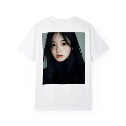 Korean Girl Portrait Dark Hair Gray Background