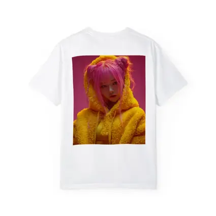 Pink Hair Girl Yellow Hoodie Pink Background