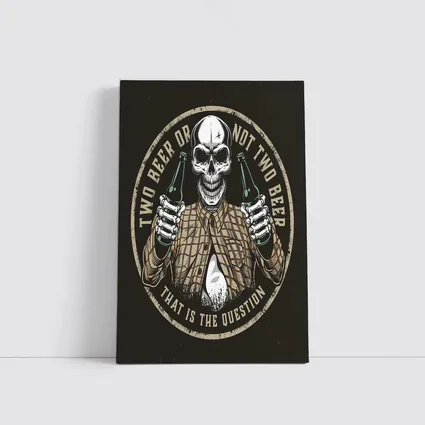 Skull Holding Beer Bottles Circular Badge