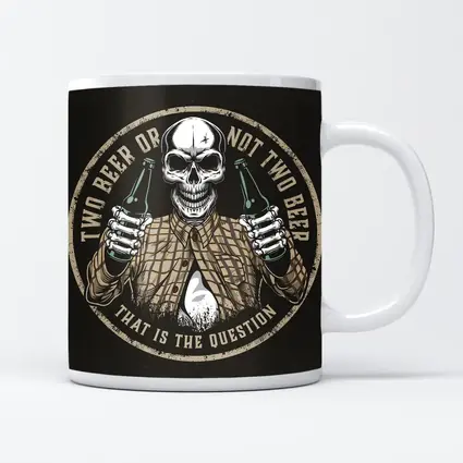 Skull Holding Beer Bottles Circular Badge
