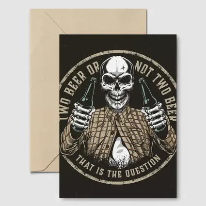 Skull Holding Beer Bottles Circular Badge