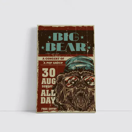 Big Bear Concert Retro Grunge Poster Art