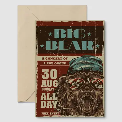 Big Bear Concert Retro Grunge Poster Art