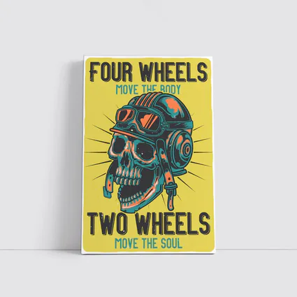 Four Wheels Two Wheels Skull Rider Art