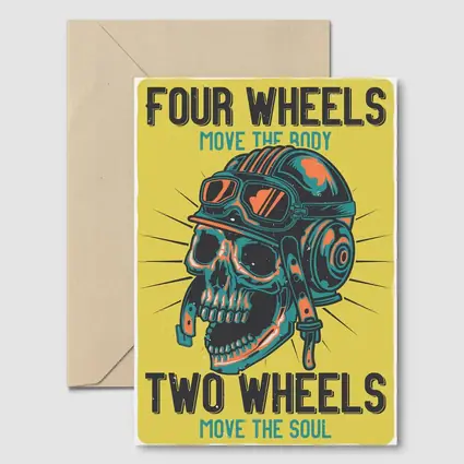 Four Wheels Two Wheels Skull Rider Art