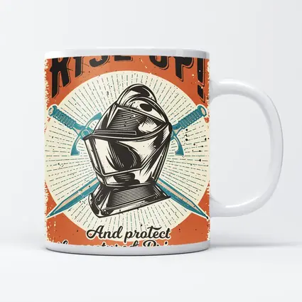 Rise Up Knight Helmet Crossed Swords Vintage
