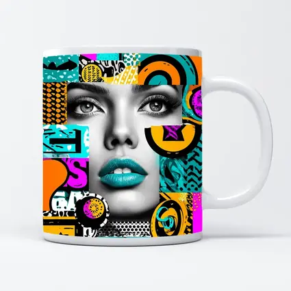 Pop Art Woman Face Colorful Abstract Collage