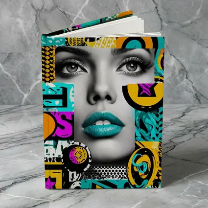 Pop Art Woman Face Colorful Abstract Collage
