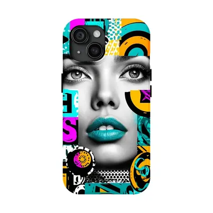 Pop Art Woman Face Colorful Abstract Collage