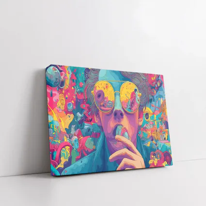 Psychedelic Man Sunglasses Colorful Surreal Background