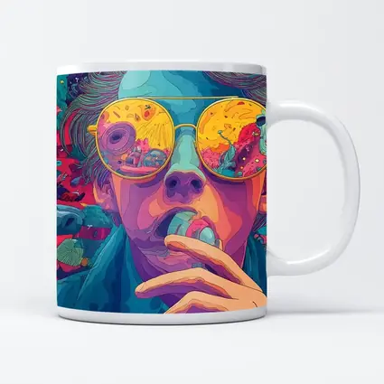 Psychedelic Man Sunglasses Colorful Surreal Background