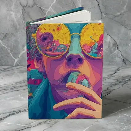 Psychedelic Man Sunglasses Colorful Surreal Background