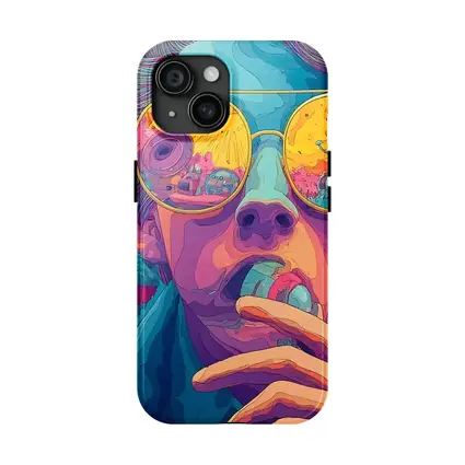 Psychedelic Man Sunglasses Colorful Surreal Background