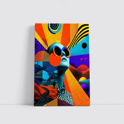 Retro Collage Woman Sunglasses Psychedelic Pop Art