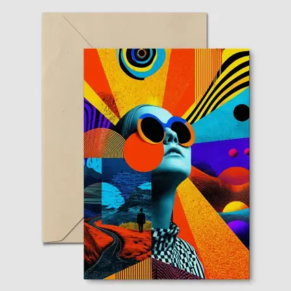 Retro Collage Woman Sunglasses Psychedelic Pop Art